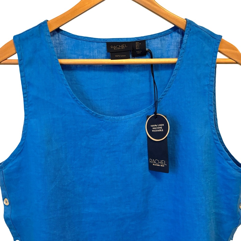 Rachel Roy Royal Blue Linen Sleeveless‎ Tank Top Size Large NWT